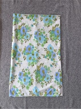 Vintage Sears Roebuck & Co Perma- Prest Full Flat Sheet Blue Green Floral